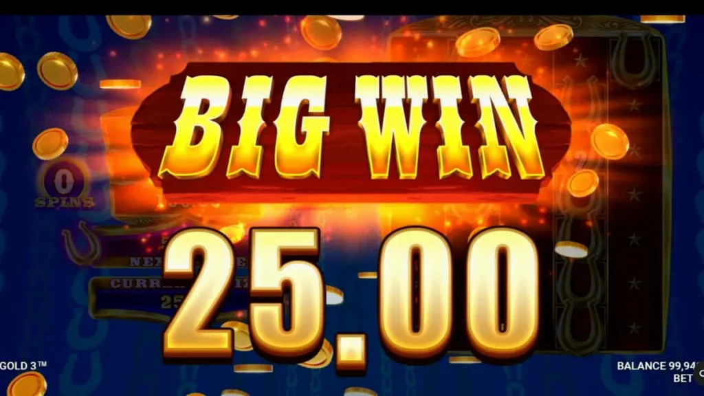 Interface do slot Western Gold 3 com elementos de faroeste